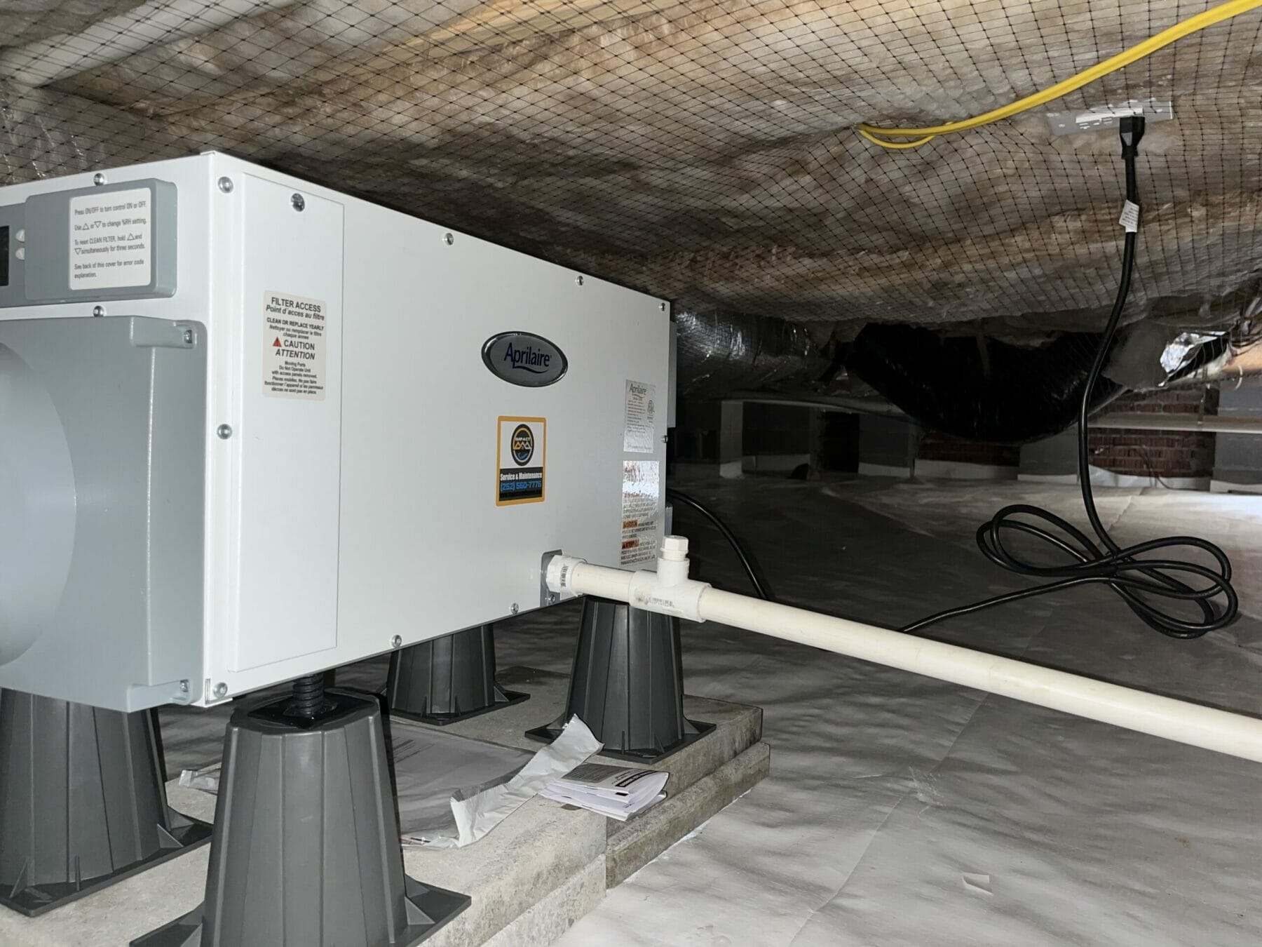 Large Dehumidifier in crawlspace