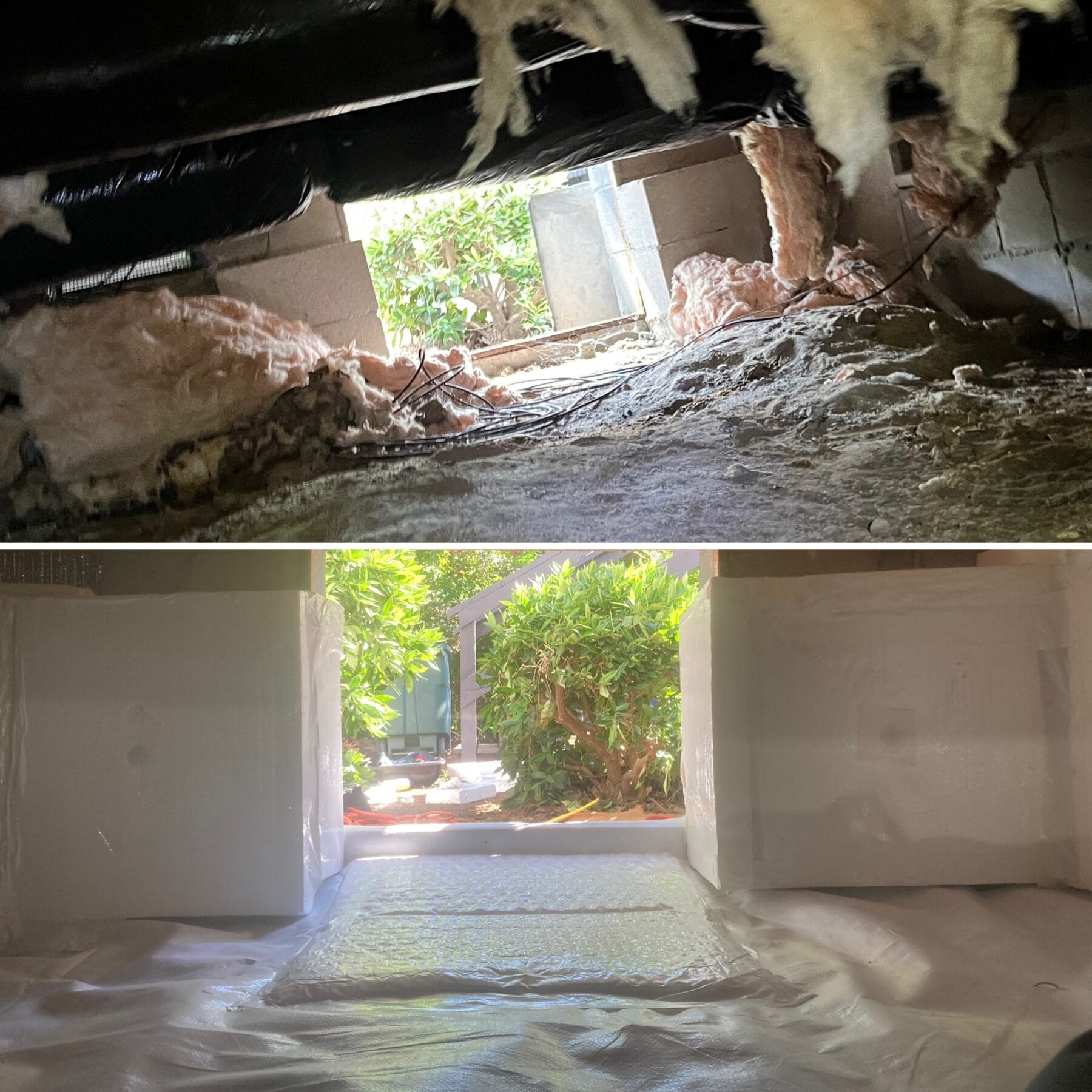 Crawlspace before and after